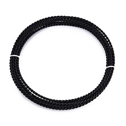 Черный 5м 2-слойная анодированная алюминиевая проволока, витых круглых, гибкая металлическая проволока, гибкий провод ремесла, для бисероплетения, чёрные, 3~4 мм, около 16.40 футов (5 м) / рулон