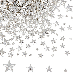 Платина 600шт. 4 стили, аксессуары для костюмов из сплава и латуни, аппликация, звезда, платина, 4~15x8~14x2~3 мм, 150 шт / стиль