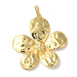 Настоящее золото 18K Стойки обшивки латунные подвески, без кадмия и без свинца, долговечный, цветок, реальный 18 k позолоченный, 38x36.5x4.5 мм, отверстие : 6x4 мм