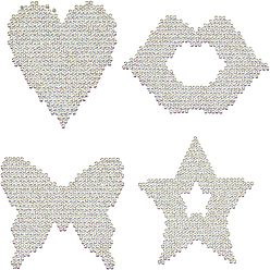 Синий Циркон Ab 12шт 4 стиль стеклянный фиксатор горный хрусталь, пришить заплатки, платье обувь украшения одежды, сердце и звезда и бабочка и губа, синий циркон AB, 50x80 мм, 3 шт / стиль