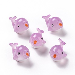 Сливовый Прозрачные смолы кабошоны, серия морских животных, дельфин, слива, 24x19x18 мм