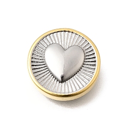 Сердце Двухцветные латунные бусины, реальный 18 k позолоченный, плоско-круглые, сердце, 15x6 мм, отверстие : 1.2 мм