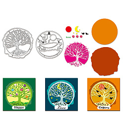 Дерево Углеродистая сталь разрезает трафареты, для diy scrapbooking, Фотоальбом, декоративная бумага для тиснения, форма для поздравительных открыток, дерево, 101~112x101~113x0.8 мм, 2 шт / комплект