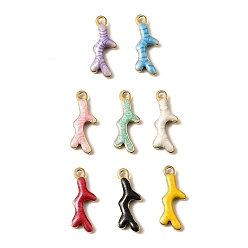 Другие 304 из нержавеющей стали шармы эмали, золотые, разноцветные, морская трава, 13x5x2 мм, отверстие : 1.2 мм