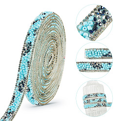 Светло-Голубой Декоративная лента со стразами, аксессуары для костюма, Небесно-голубой, 12x2 мм