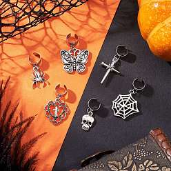 Античный Серебристый & Цвет Нержавеющей Стали 6 шт. подвеска в виде стетоскопа в тибетском стиле на Хэллоуин, с 304 фурнитурой из нержавеющей стали, старинное серебро и цвет нержавеющей стали, 24.5~37 мм