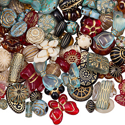 Couleur Mélangete 120 pcs 8 styles perles acryliques transparentes, métal enlacée, formes mixtes, couleur mixte, 4~25x4~25x5~25mm, Trou: 1.2~7mm, 15 pcs / style
