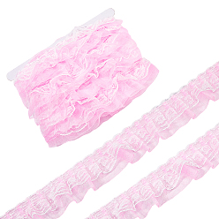Pink 10м лента из органзы и кружева, Цветочная отделка для украшения свадебного платья, розовые, 2 дюйм (50 мм)