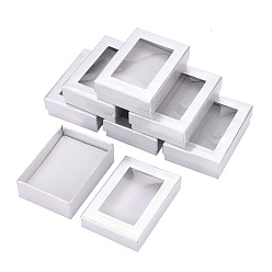 Silbern Silberfarbig Karton Schmuck-Set-Boxen, für Halsketten, Ohrringe und Armbänder, Rechteck, Silbern Silberfarbig, 9x6.5x2.8 cm