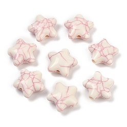 Красный Акриловые бусины имитация бирюзы, звезда, красные, 19.5x21.5x10 мм, отверстие : 3.3 мм, Около 257 шт / 500 г