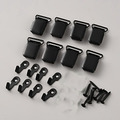 Black 8Pcs Iron Heavy Duty Tapestry Hangers Clamps, Anti-Slip Hangers for Quilts, Rugs, Black, 43x29x13mm, Hole: 25x5mm