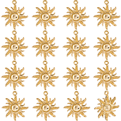 Настоящее золото 18K 16 латунные подвески шт., без никеля , солнце, реальный 18 k позолоченный, 17.5x15.5x3 мм, отверстие : 1 мм
