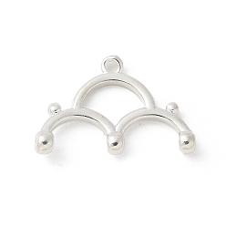 Серебро Латунные подвески, без кадмия, без никеля и без свинца, полукруглые подвески, серебряные, 12.5x19x2 мм, отверстие : 1 мм