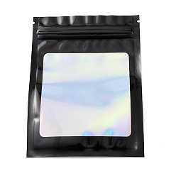 Черный Пластиковые пакеты с застежкой-молнией «инь-ян», самозакрывающиеся пакеты с окошком, прямоугольные, чёрные, 12x9x0.01 см, односторонняя толщина: 2.7 мил(0.07мм)