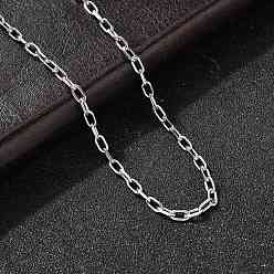 Нержавеющая Сталь Цвет 2.5мм 304 ожерелья из нержавеющей стали в виде скрепок для женщин и мужчин, не тускнеет, цвет нержавеющей стали, 17.32 дюйм (44 см)