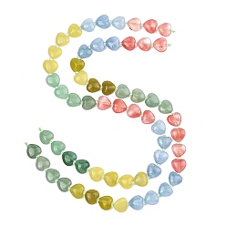 (52) Непрозрачная лаванда Градиентные нити из вишневого кварцевого стекла, натурального белого и лимонного нефрита, а также зеленого авантюрина., сердце, разноцветные, 11.5~12x12~12.5x5.5~6 мм, отверстие : 1 мм, около 29 шт / нитка, 14.80~14.92'' (37.6~37.9 см)