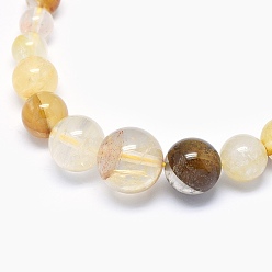 Citrine Natural Citrine Graduated Beads Necklaces and Bracelets Jewelry Sets, with Brass Lobster Claw Clasps, 17.5 inch(44.5cm), 2 inch(5cm)
