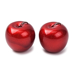 Красный Непрозрачные смоляные бусины, окрашенные аэрозольной краской., имитация еды, яблоко, красные, 18x17.5 мм, отверстие : 1.5 мм
