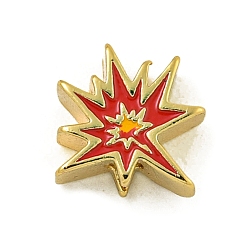 Звезда Стойки покрытие латунь эмаль бисер, без свинца и без кадмия, реальный 18 k позолоченный, звезда, 8.5x9x4 мм, отверстие : 1.8 мм
