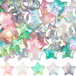 (52) Непрозрачная лаванда 60шт 5 цвета УФ-покрытие прозрачные акриловые бусины с кракле, градиент цвета, звезда, разноцветные, 20x21.5x13 мм, отверстие : 3 мм, 12 шт / цвет