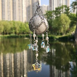 Говлит Стеклянный кулон украшение, ловцы солнца, фурнитура из нержавеющей стали , натуральный говлитовый шар, 200~210 мм