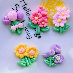 (52) Непрозрачная лаванда Непрозрачные кабошоны Рейна, цветок, разноцветные, 23~27x17.5~23.5x7~9 мм