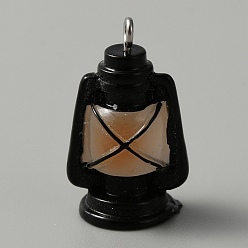 Lantern Непрозрачные подвески смолы, с петлями из нержавеющей стали платинового цвета, подвески-фонарики, 28.5x17x13.5 мм, отверстие : 2 мм