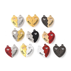 (52) Непрозрачная лаванда Разделенные подвески из сплава, окрашенные распылением, сердечки лучший друг талисманы, с магнитным, разноцветные, 28x26x7 мм, отверстие : 1.8 мм