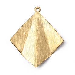 Без Покрытия Латунные подвески, ромбовидный шарм, сырой (без покрытия), 32x27x2 мм, отверстие : 1.5 мм