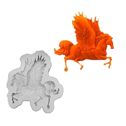 Белый Дым Пищевые силиконовые формы, формы помады, для украшения торта поделки, цвет шоколада, конфеты, изготовление ювелирных изделий на основе смолы и эпоксидной смолы, Лошадь с крылом, серый, 91x86x10.5 мм, Внутренние размеры: 77x70 mm