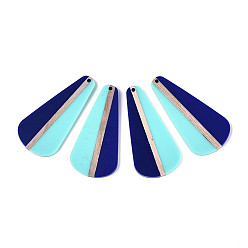 Полуночно-синий Кулоны из непрозрачной смолы и дерева, слеза, два тона, темно-синий, 58.1x28.5x3.1~4 мм, отверстие : 2 мм