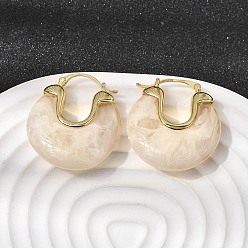 Плоский Круглый Серьги-кольца из латунной смолы, долговечный, без кадмия и без свинца, золотые, плоско-круглые, 31x28x9 мм