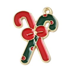 Candy Cane Рождественские эмали сплава подвески, золотые, прелести леденца, 21.8x17x1 мм, отверстие : 1.5 мм