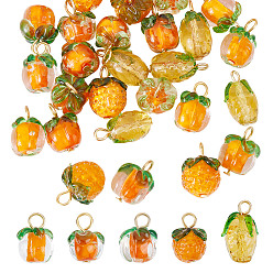 (52) Непрозрачная лаванда 30шт. 5 стили стеклянные и ламповые подвески, С золотыми результатами железа, разнообразные, разноцветные, 15~20 мм, 6 шт / стиль