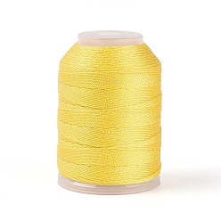 Желтый 200м 6-слойный блестящий полиэстеровый шнур для изготовления ювелирных изделий, круглые, желтые, 0.6 мм, около 218.72 ярдов (200 м) / шт