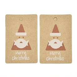 Santa Claus Rectangle Paper Gift Tags, Hange Tags, For Arts and Crafts, with Christmas Themed Pattern, Santa Claus, 5.5x3.6x0.04cm, Hole: 4mm, 100pcs/bag
