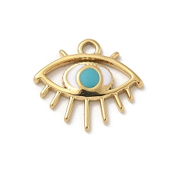 Темно-бирюзовый Ионное покрытие (ip) 304 брелоки из нержавеющей стали с эмалью, реальный 14 k позолоченный, очарование глаз, темные бирюзовый, 13x14x2 мм, отверстие : 1.6 мм