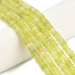 Лимонный Нефрит Натуральные нефритовые бусины, цвет лимона , рондель, 4x2 мм, отверстие : 0.9 мм, около 160~162 шт / нитка, 14.96~15.16 дюйм (38~38.5 см)