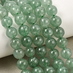 Cuarzo Fresa Cuentas de cuarzo de fresa verde natural hebras, redondo liso, 8.5 mm, agujero: 1 mm, sobre 43 unidades / cadena, 15.16'' (38.5 cm)