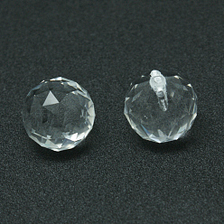 Clear Transparent Glass Teardrop Pendants, Faceted, Clear, 23~25x21mm, Hole: 2mm