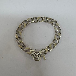 Античное Серебро Мужские латунные цепочки с кубинскими звеньями OM Mani Padme Hum, античное серебро, 8-5/8 дюйм (22 см)