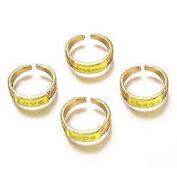 Gelb Manschettenringe aus Messingemail, offene Ringe, Wort, echt 18 k vergoldet, langlebig überzogen, Gelb, uns Größe 6, Innendurchmesser: 17 mm