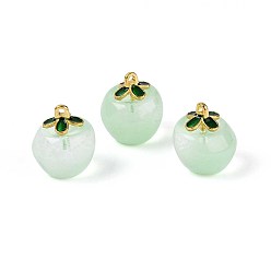 Средний Аквамарин Подвески из прозрачного стекла в виде яблок, с эмалью, спекающийся лак, средний аквамарин, 15.5x14x14 мм, отверстие : 1.2 мм
