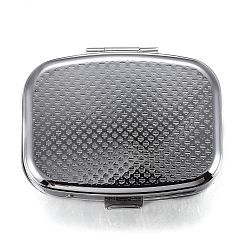 Платина 2 железная таблетница с отделениями, медицине путешествия коробки, с зеркалом внутри, пустая основа для крафта из уф-смолы, прямоугольные, платина, 57x46.5x15 мм