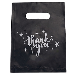 Черный Полиэтиленовые пакеты, прямоугольник со словом спасибо узор, чёрные, 20.1x14.9x0.01 см, 100 шт / комплект