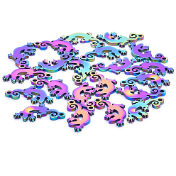 Rainbow Color 201 подвески из нержавеющей стали, прелести ящерицы, Радуга цветов, 15x9x1 мм, отверстие : 1.2 мм