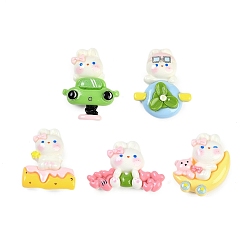 (52) Непрозрачная лаванда Кабошоны из смолы, кролик, разноцветные, 20~28x21~30x8