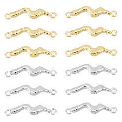 Platinum & Light Gold 32шт 2 цвета стойка покрытие сплав соединительные подвески, волновые ссылки, платина и светлое золото, 6x27x2.5 мм, отверстие : 1.6 мм, 16 шт / цвет