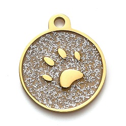 Темно-Серый 304 подвески из нержавеющей стали, с блестящей эмалью, плоская круглая с подвеской в виде лапы, золотые, темно-серый, 17.5x15x1.5 мм, отверстие : 1.6 мм