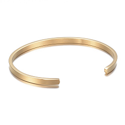 Real 18K Gold Plated 304 Stainless Steel Cuff Bangles, Minimalist Simple Open Bangles, Real 18K Gold Plated, Inner Diameter: 2-1/2x2 inch(6.1~6.5x5.1cm)